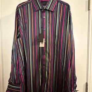 DUCHAMP Italy Mens B&T Cranberry  Shirt Chest 50” cuff Links Only 18.0